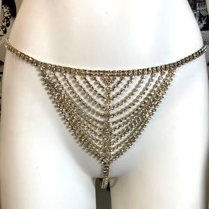 Vintage Rhinestone Crystal Panties w/ Hook Attachments Sz S- So Sparkly!